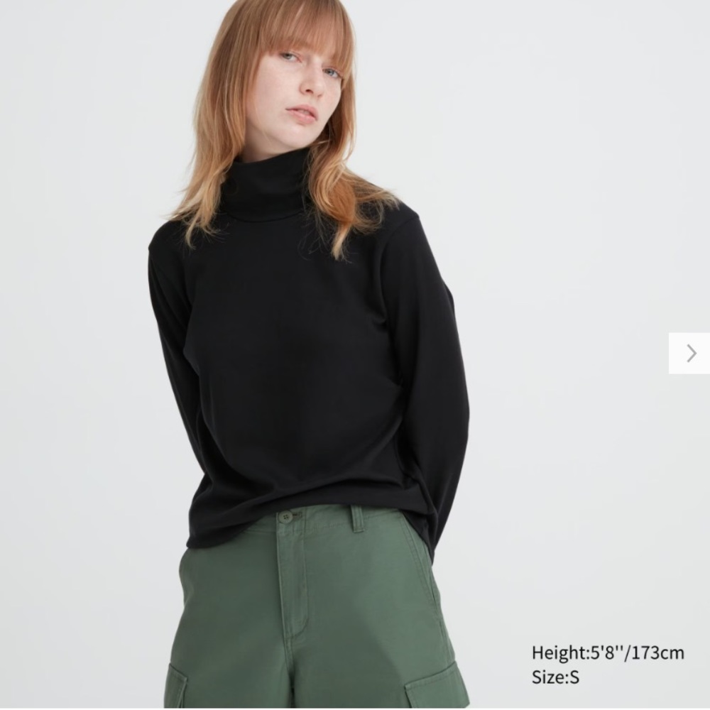 Uniqlo Supima smooth stretch cotton long-sleeve black turtleneck